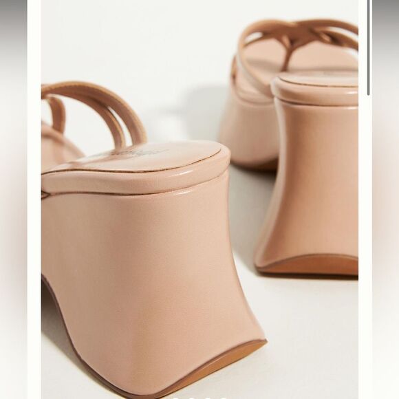 Jeffery Campbell Anthropologie Year 3000 Neutral Leather Platform Sandals Sz 8.5 - Picture 4 of 7